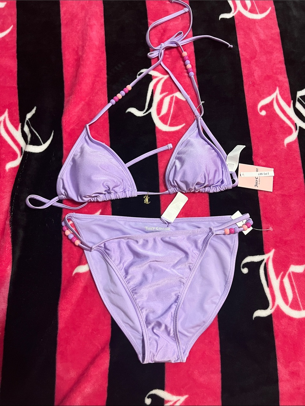 Juicy Couture Lavender Bikini Set with Bead Accents